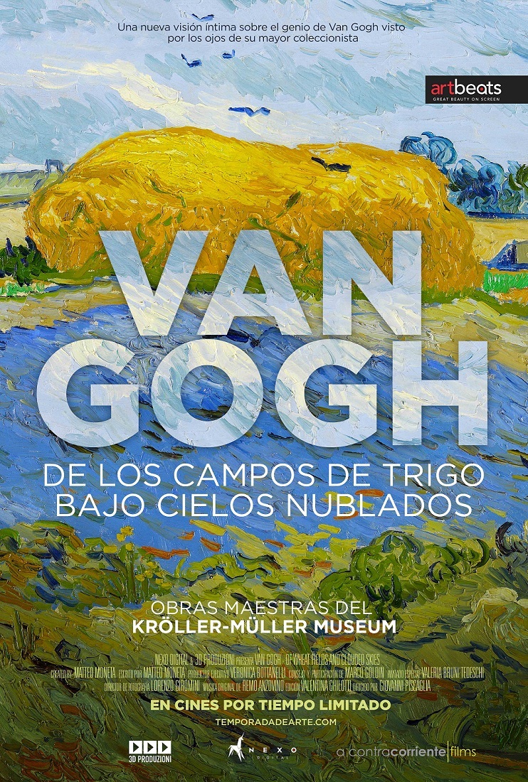 Cartel de Van Gogh. De los campos de trigo bajo cielos nublados